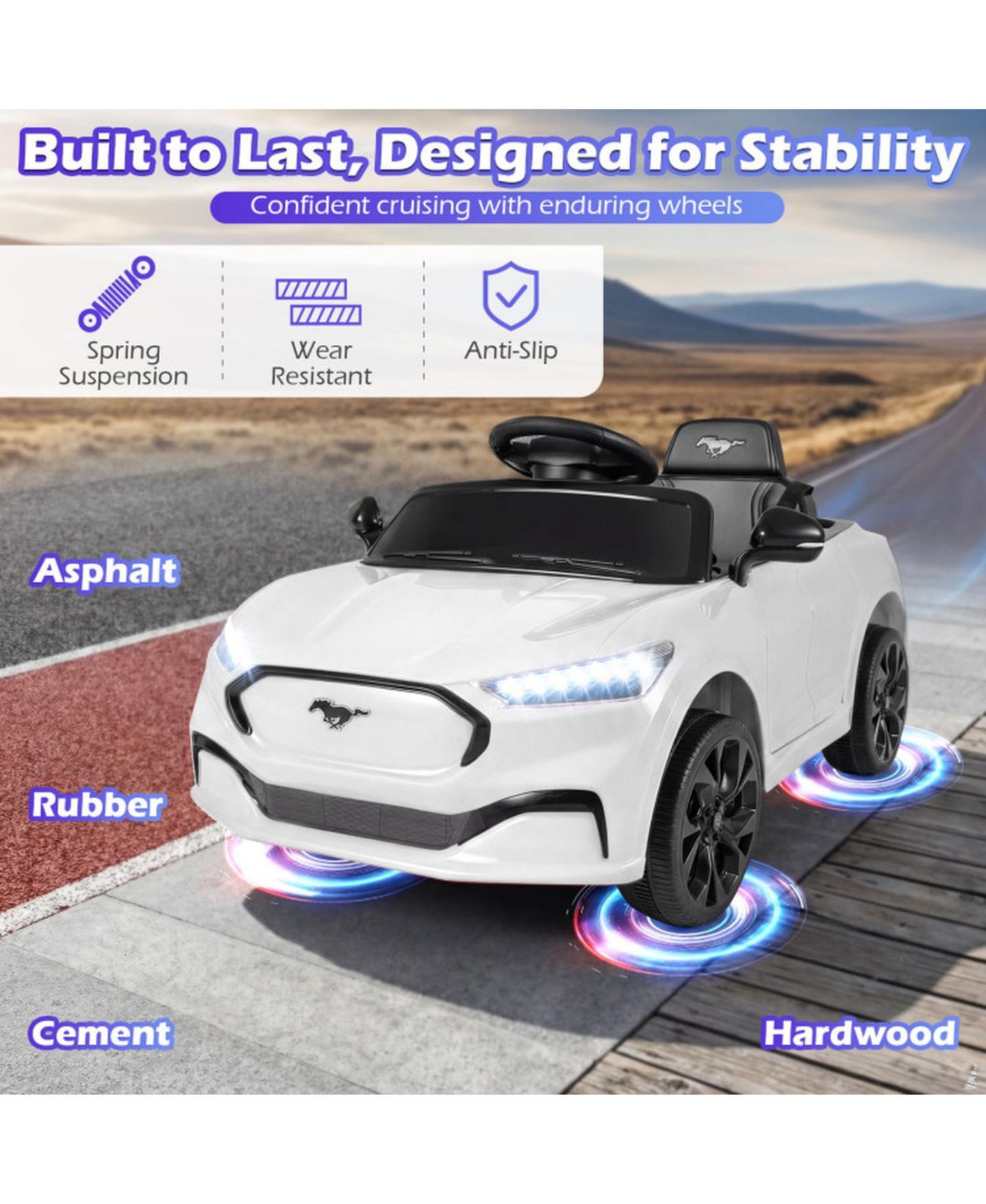 Детская игрушка HONGGE 12V Kids Ride-On SUV with Remote Control & LED Headlights, 66-Lb. Capacity, Ages 3-8, цвет: Белый — фото 8