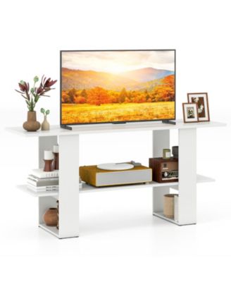 2-Tier TV Stand with Storage and Open Shelf for TVs up to 55 in