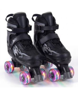 Kids Adjustable Quad Roller Skates for Girls Boys Teens 4 Sizes with Light-up Wheels