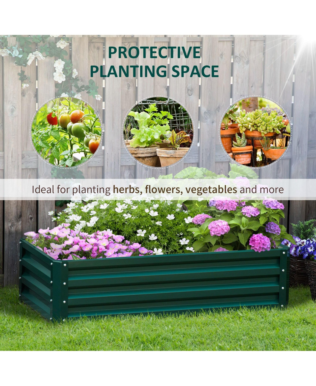4' x 2' Raised Steel Garden Planter Bed for Vegetables, Herbs, Green