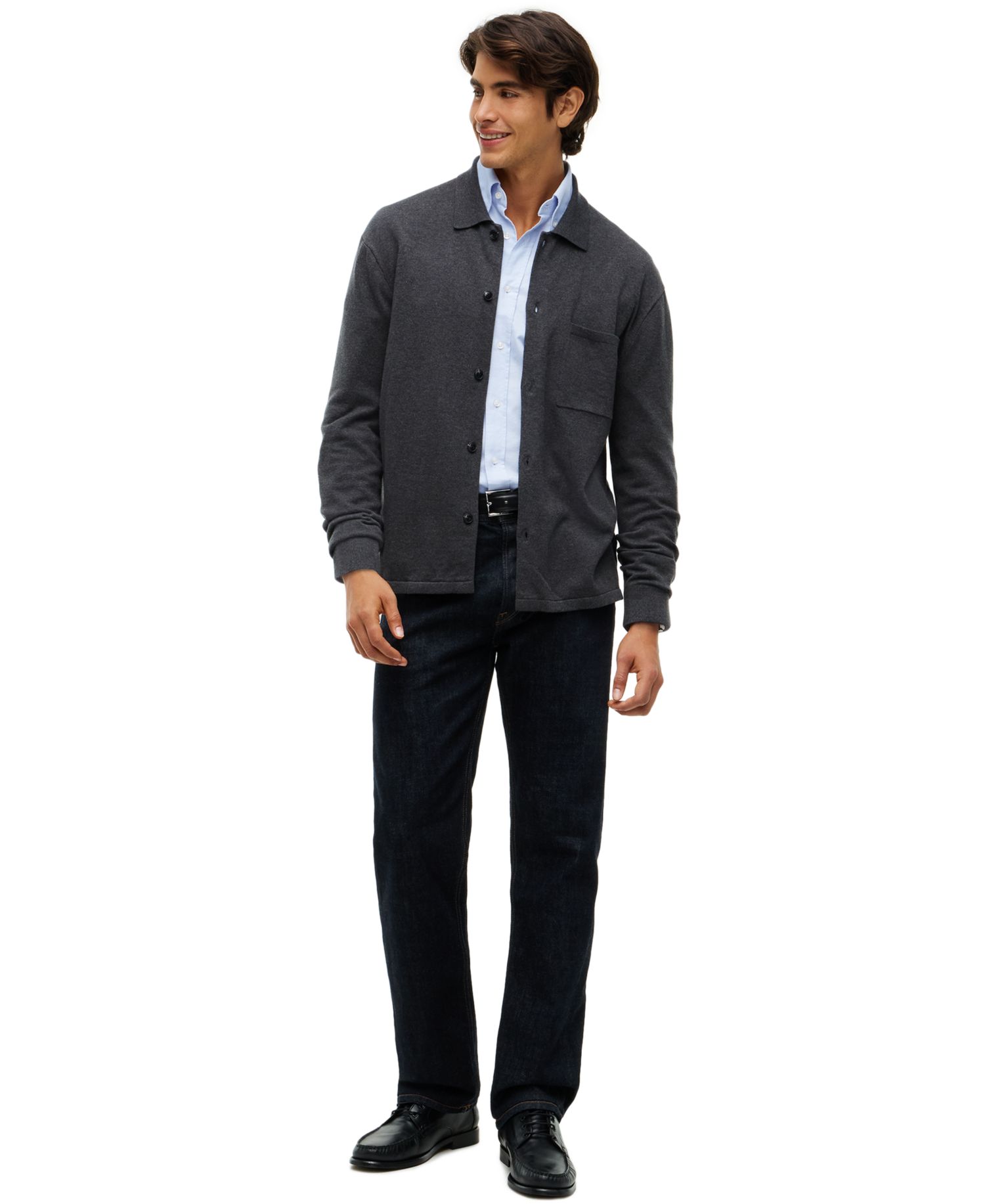 Men's Essential Cotton Coat Front Sweater