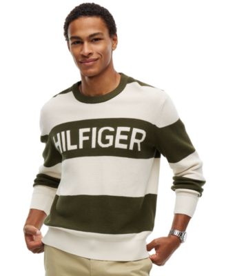 Men's Waffle Cotton Graphic Crewneck Sweater