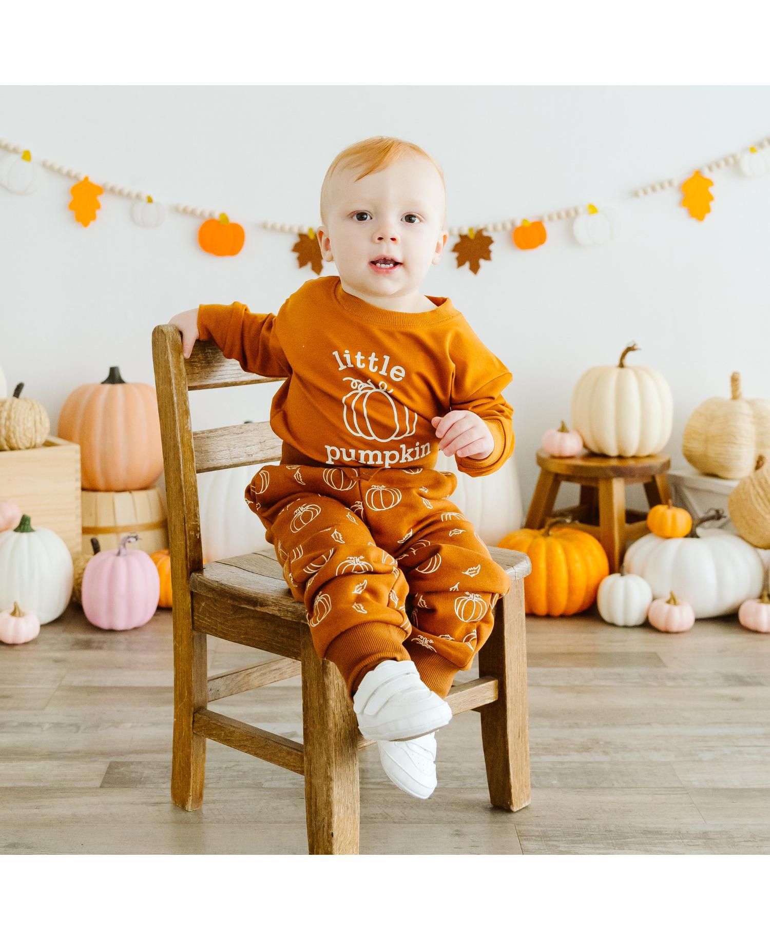 Baby Boys Pumpkin Long Sleeve Romper