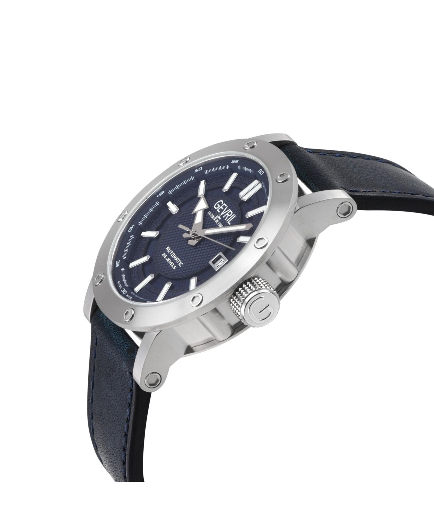 Мужские часы Gevril Swiss Made Flat Iron Swiss Automatic Italian Leather Strap Watch — фото 3