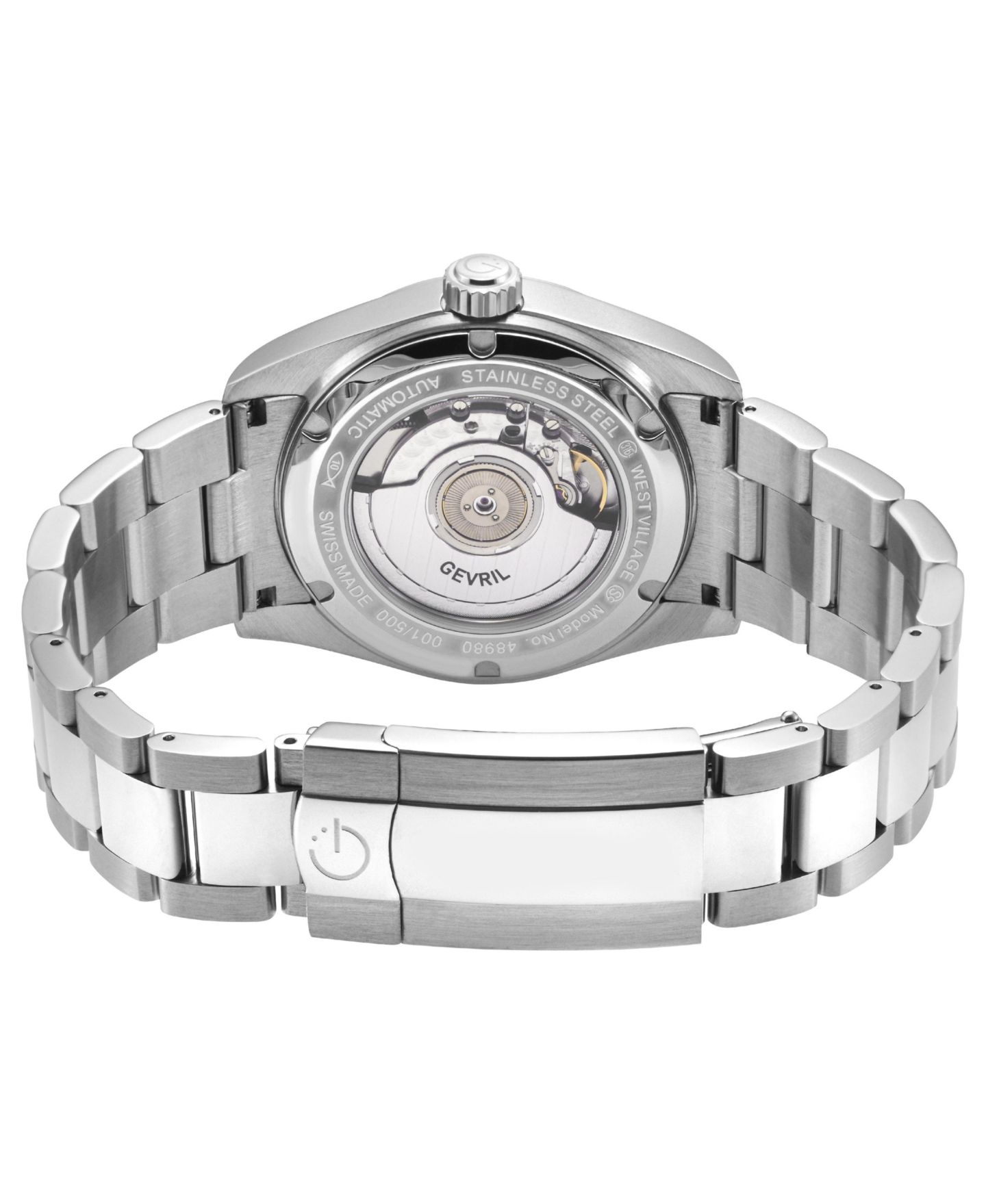 Мужские часы Gevril Swiss Made West Village Swiss Automatic Silver Stainless Steel Bracelet Watch — фото 3