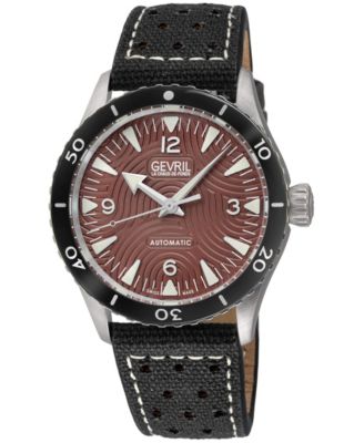 Men's Swiss Made Franklin Swiss Automatic Italian Leather with canvas Strap Watch