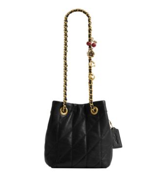 Quilted Small Leather Drawstring Crossbody Bag
