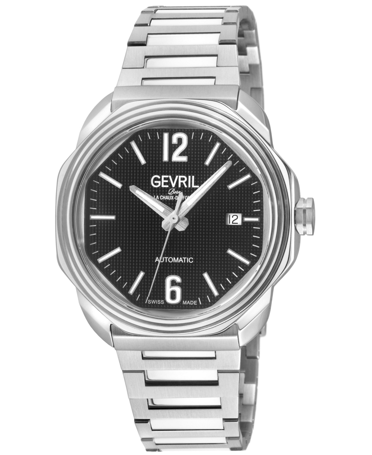 Gevril Men's Swiss Made Roosevelt Swiss Automatic Silver Stainless Steel Bracelet Watch