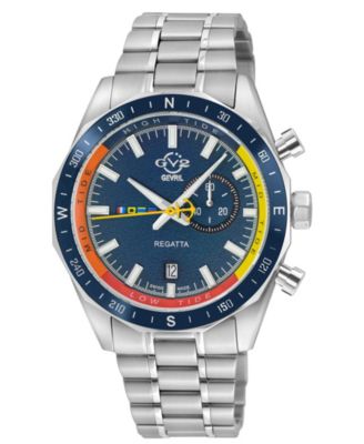 Men's Swiss Made Regatta Swiss Quartz Silver Stainless Steel Bracelet Watch