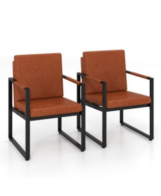 Set of 2 Mid-Century Accent Sofa Chairs with Padded Cushions and Metal Frame