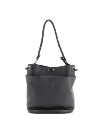 Braided Handle Key Bucket Bag Leather