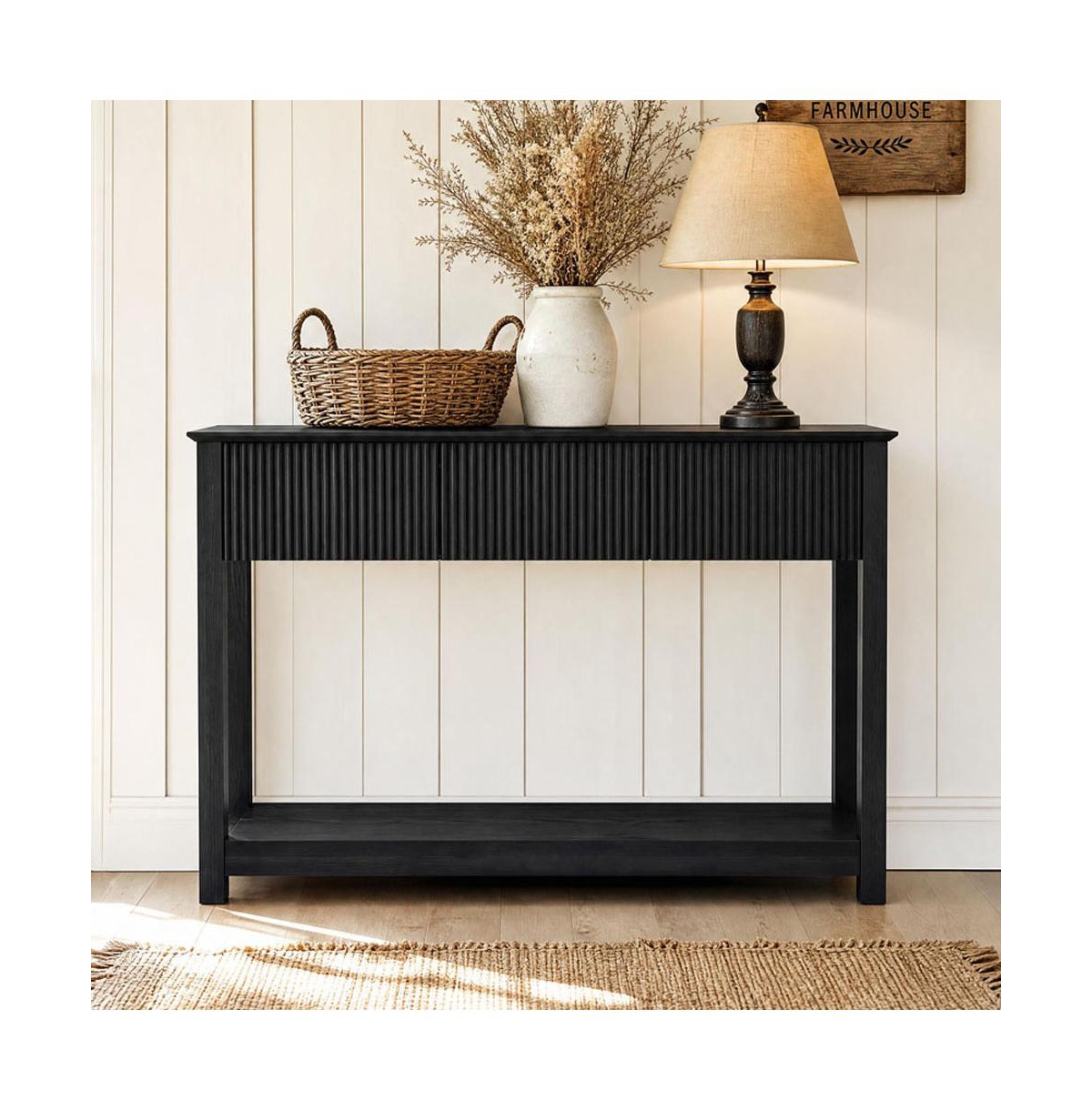 gaomon Fluted Wave Console Table Slim Entryway Sofa with 3 Drawers and Storage Shelf, Modern Narrow Hallway Side Table, for Foyer Living Room