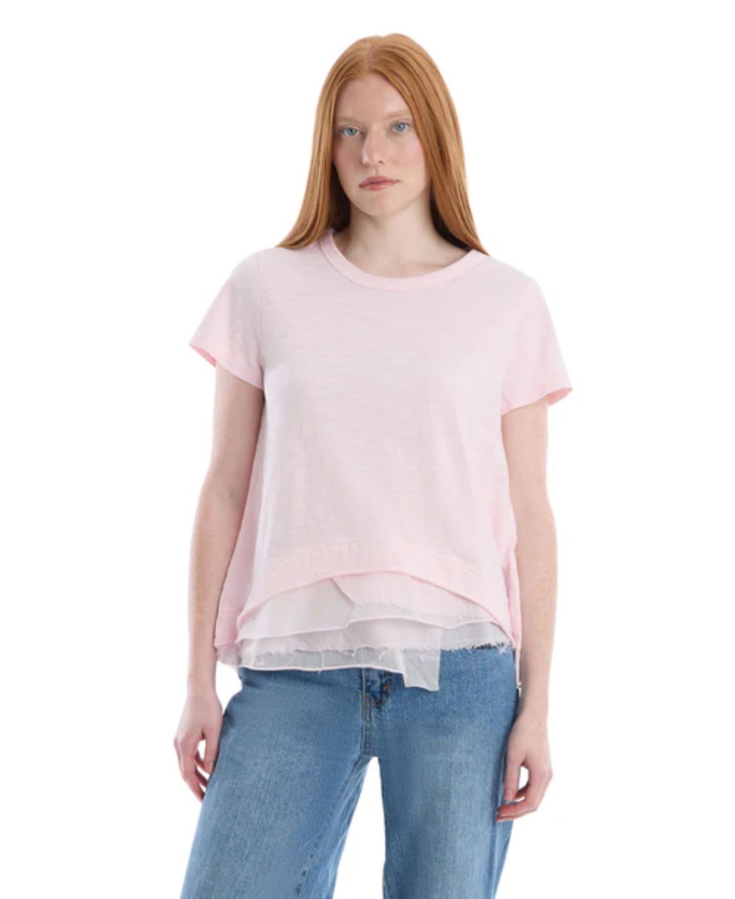 Women's Boxy Short-Sleeve Mixed-Hem T-Shirt