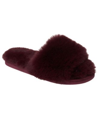 Women's Slide Faux Fur Slipper - Taupe M