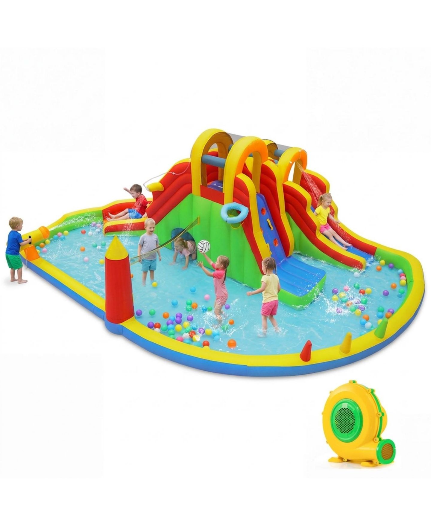 Детские игрушки SUGIFT Inflatable Water Slide Park with 2 Long Slides, 258.5" x 184" x 90.5", 750W Air Blower, Ages 3-12, цвет: Open Miscellaneous — фото 10