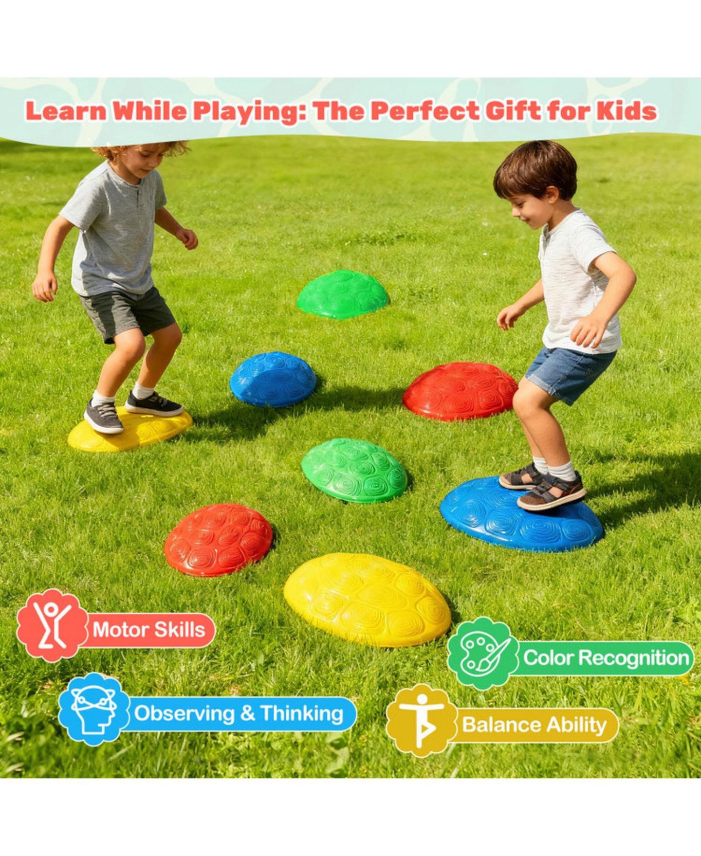 Детские игрушки SUGIFT 8-Piece Non-Slip Sensory Kids Stepping Stones, Ages 3+, цвет: Open Miscellaneous — фото 6