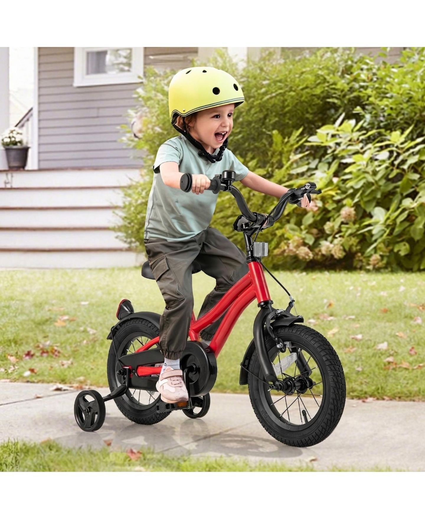 Детская игрушка SUGIFT 12" Adjustable Kids' Bike with Training Wheels, Ages 3-4, цвет: Красный — фото 2
