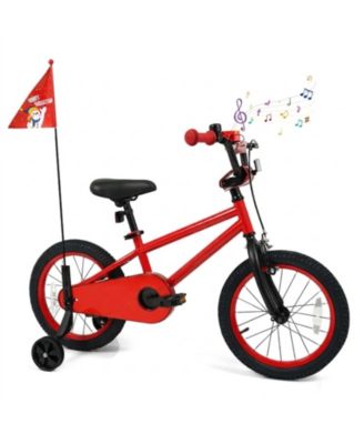 16 in Kids Bike Adjustable with Music and Flag for Ages 4-7 Years Old