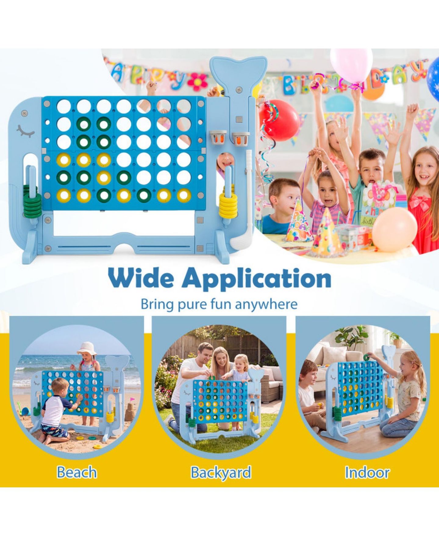 Детские игрушки SUGIFT 4-In-1 Jumbo 4-To-Score Game Set, Adjustable Height, Ages 3+, цвет: Синий — фото 6