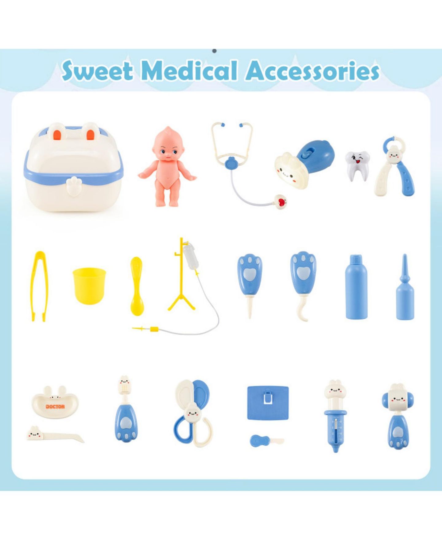 Детский игровой набор SUGIFT Doctor Foldable Wood Medical Center Playset, Ages 3+, цвет: Белый — фото 8