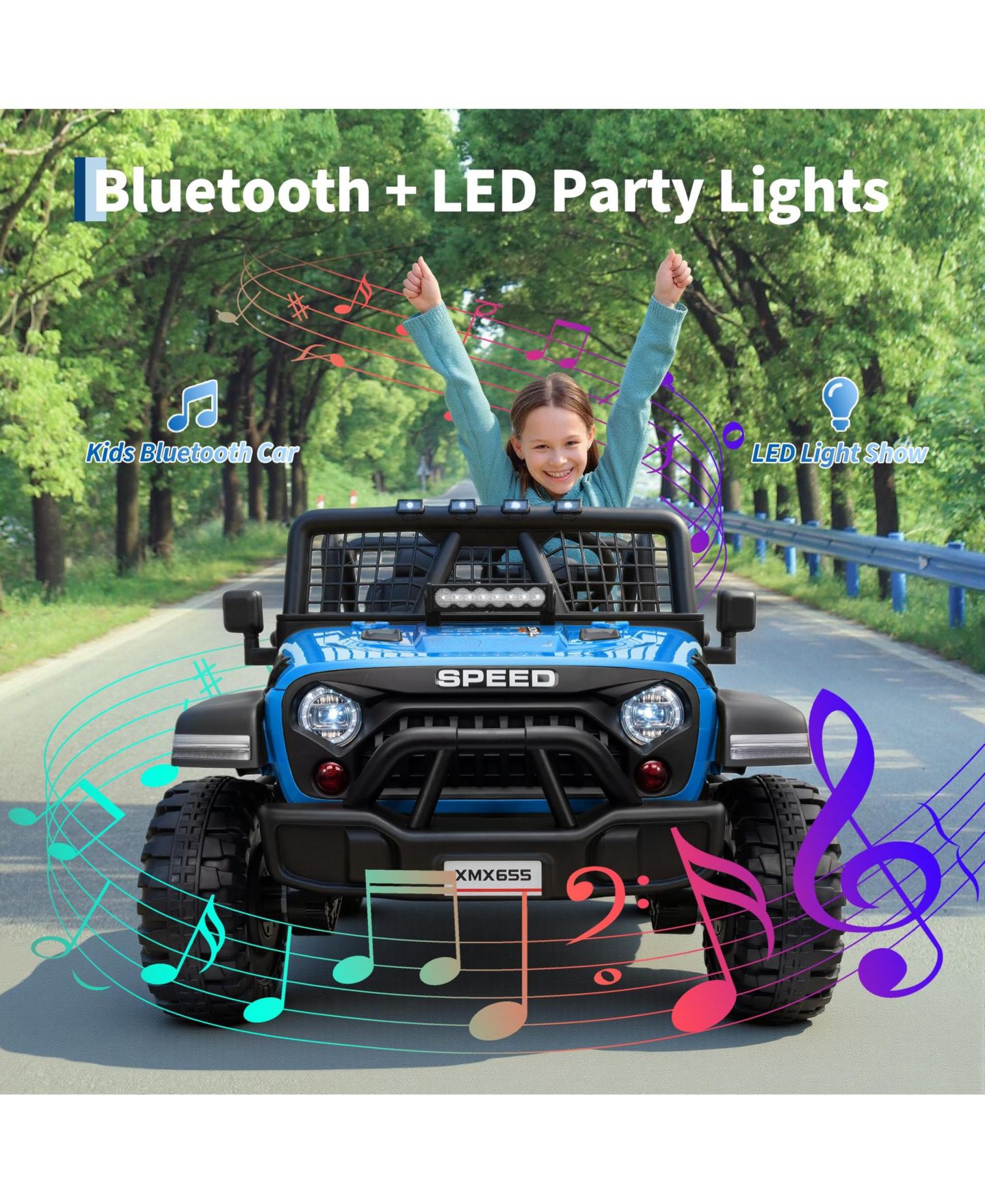 Детская игрушка homfan 24V 4WD 2-Seater Ride-On Truck, Ages 3-8, цвет: Синий — фото 4