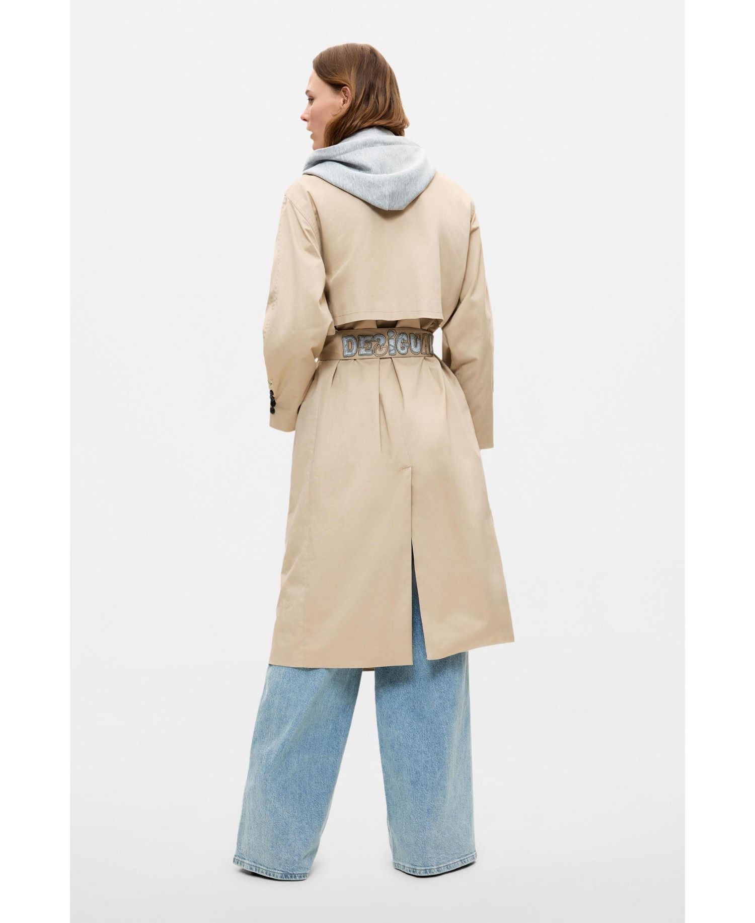 Women's Double-Breasted Long Unlined Cotton-Blend Trench Coat