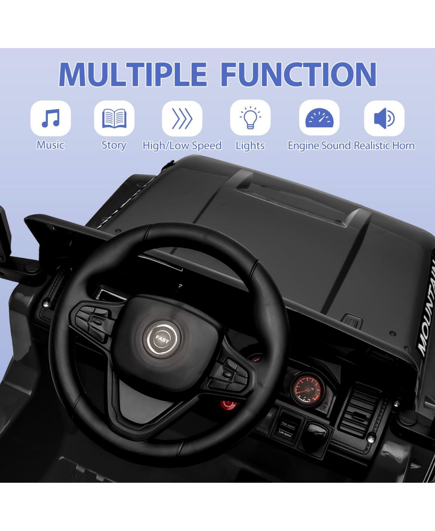 Детская игрушка homfan 12V Twin-Motor Remote-Control Rechargeable Ride-On Truck, 66 lbs Capacity, Ages 3–5, цвет: Чёрный — фото 4
