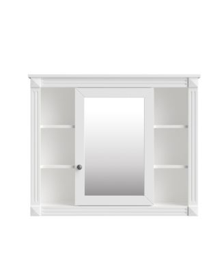 35 x 28 Inch Wall Mounted Bathroom Storage Cabinet Medicine Cabinet Modern Wall Cabinet with Mirror and 6 Open Shelves Vanity Not Included