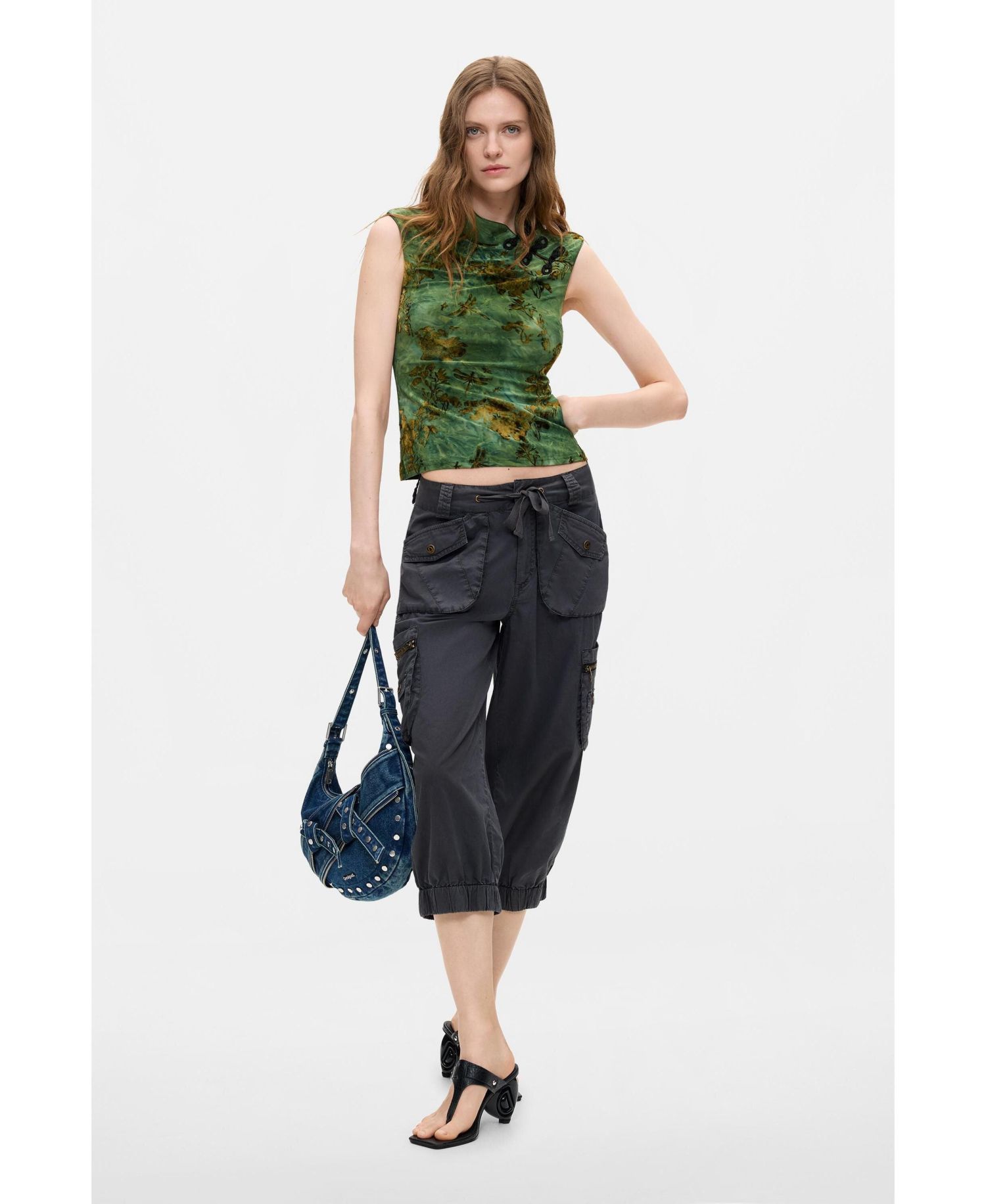 Women's Flocked Printed Sleeveless Blouse