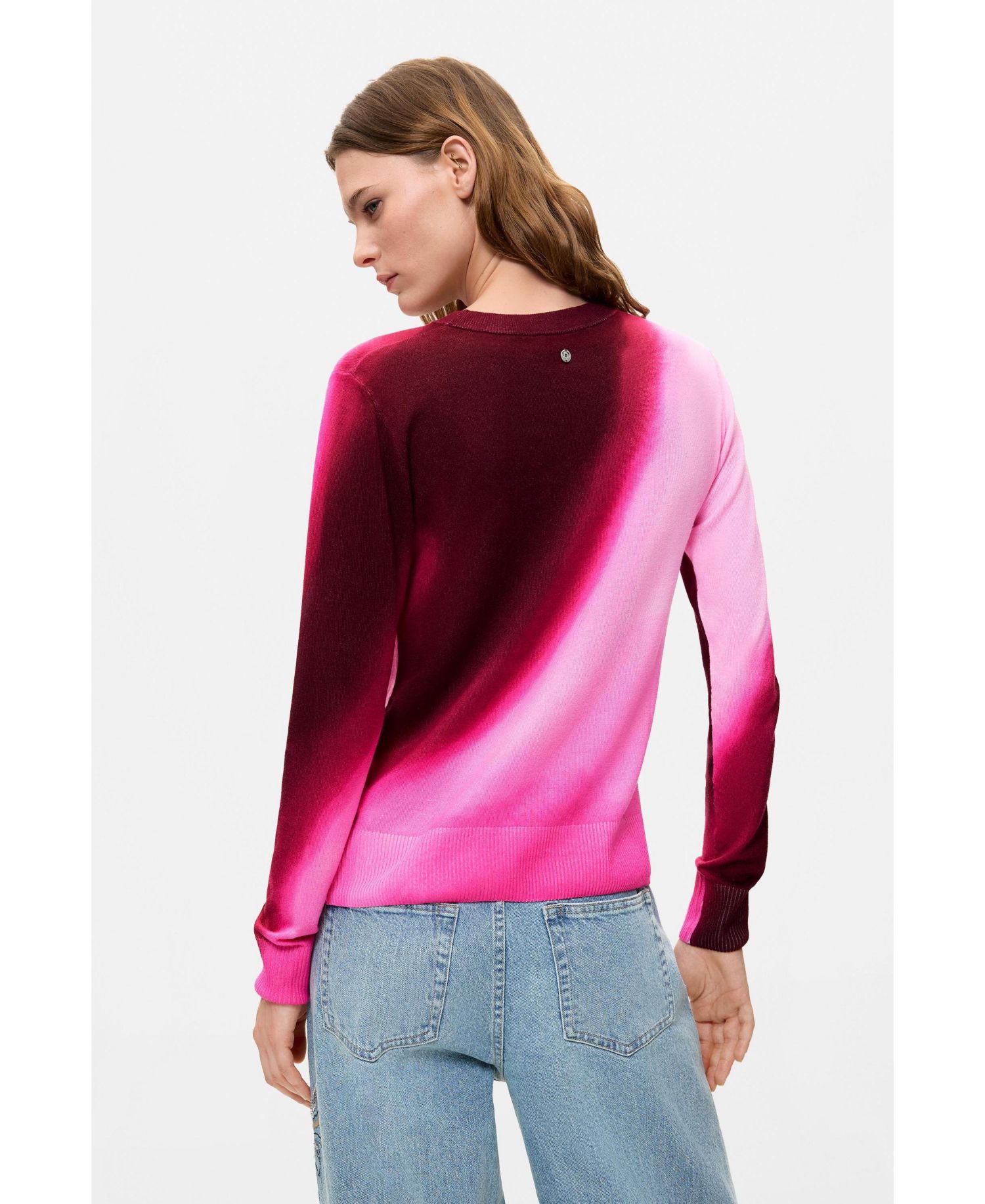 Women's Gradient Fine-Knit Crewneck Sweater