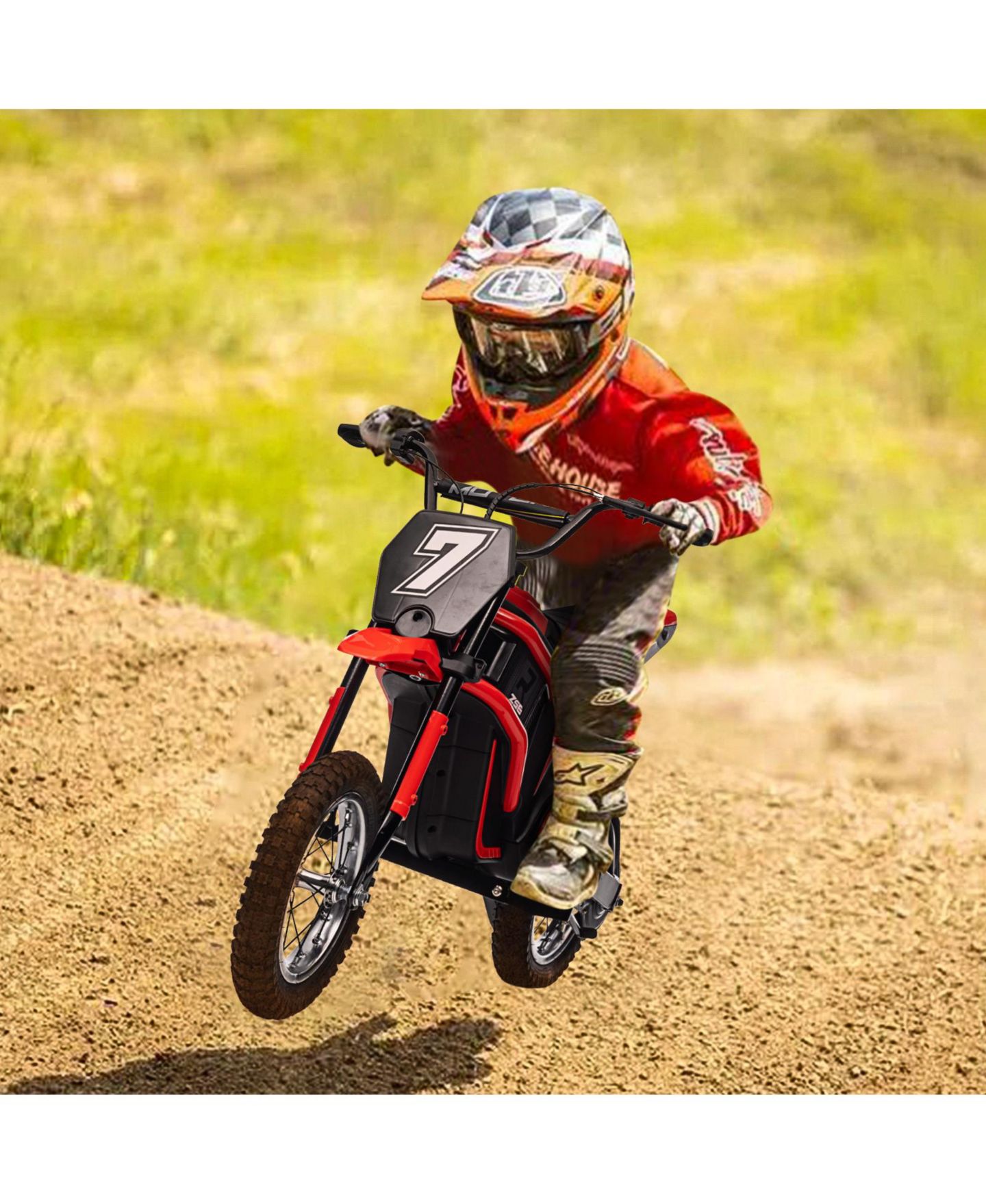 Детская игрушка homfan 24V 350W Electric Dirt Bike with 3-Speed Modes and Shock-Absorbing Suspension, Ages 8-14 — фото 3