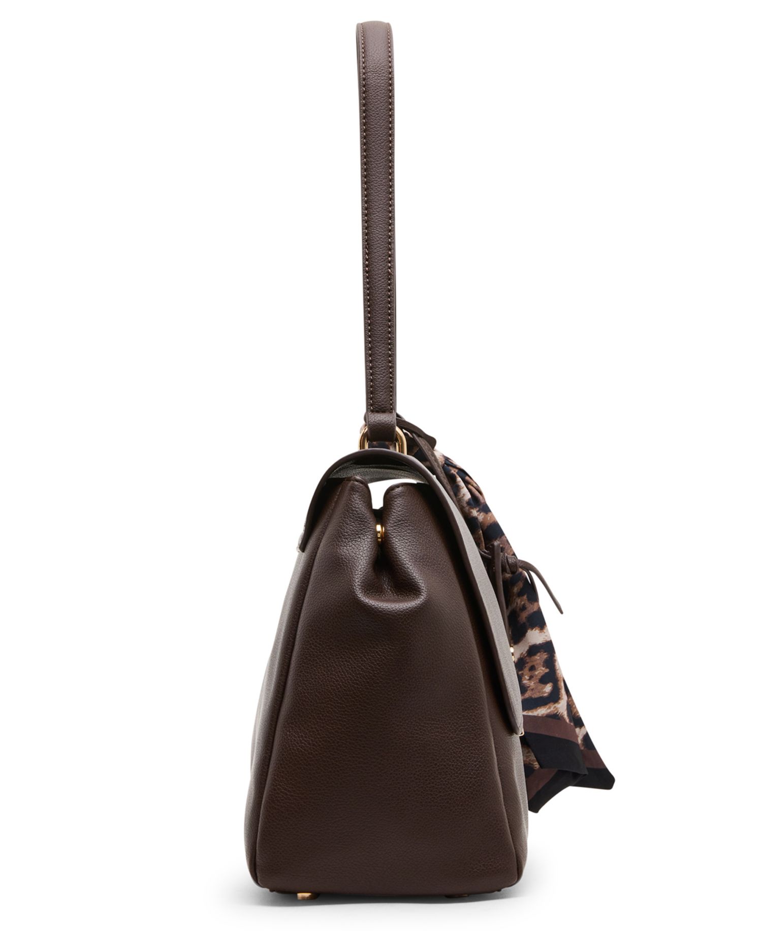 Flap with Scarf Medium Shoulder Handbag