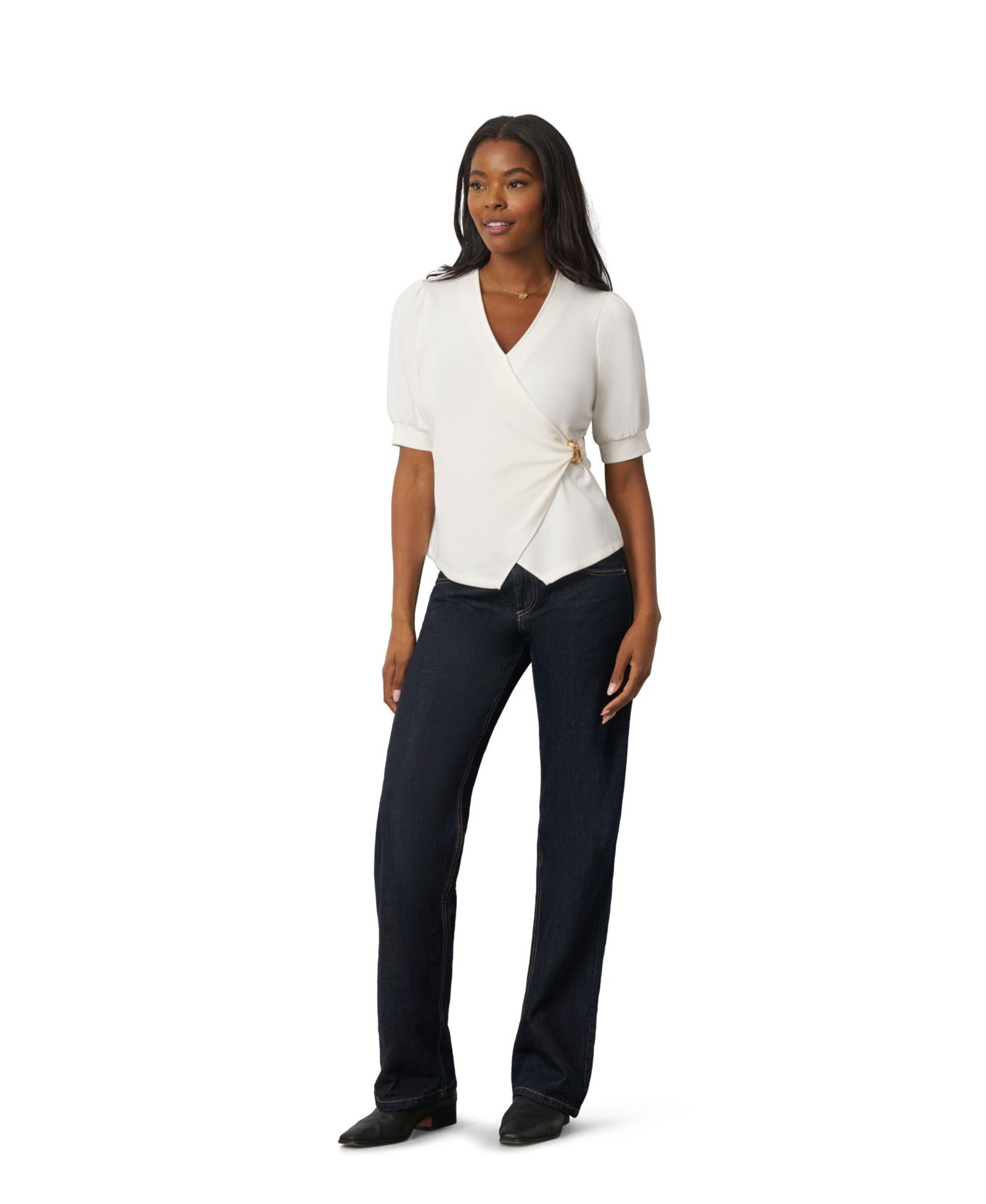 Women's Draped Wrap Top Surplice V-Neck