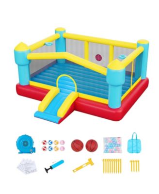 14.7 x 13.8 ft Kids Inflatable Bounce House with Slide, Basketball Hoop and Target Game