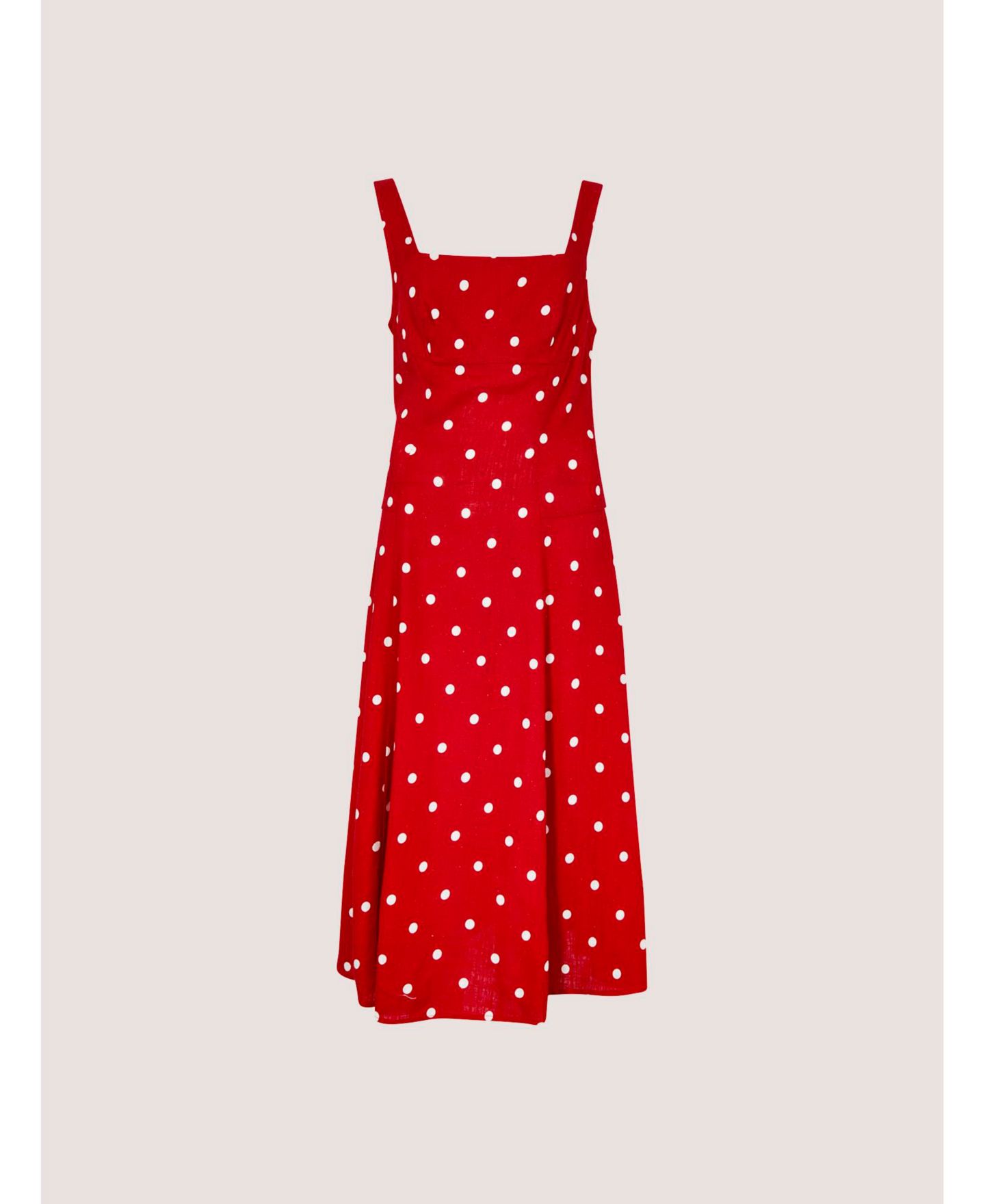 Женское платье Apricot Polka-Dot Square Neck Midi, цвет: Красный — фото 5