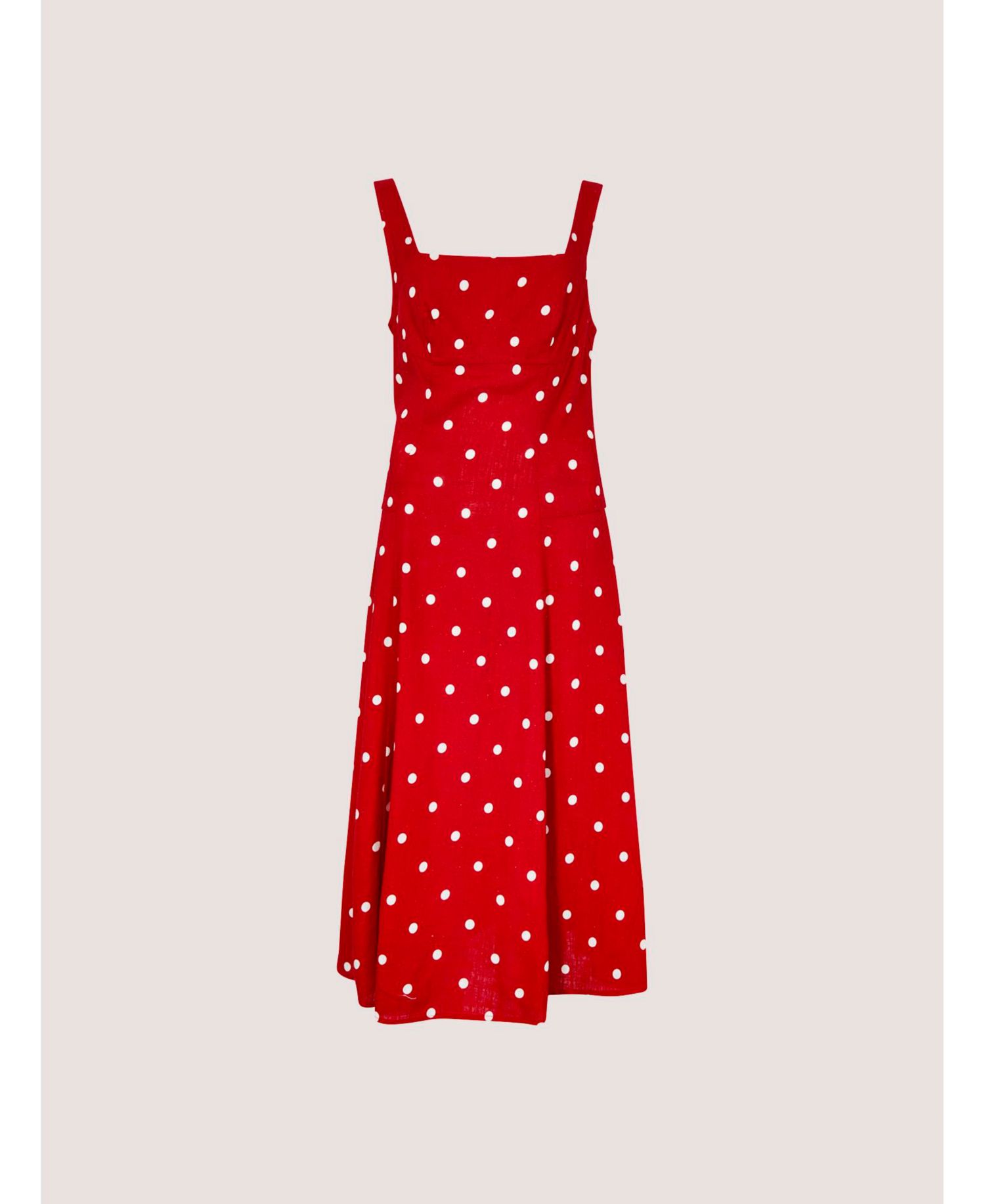 Women's Polka-Dot Square Neck Midi Dress