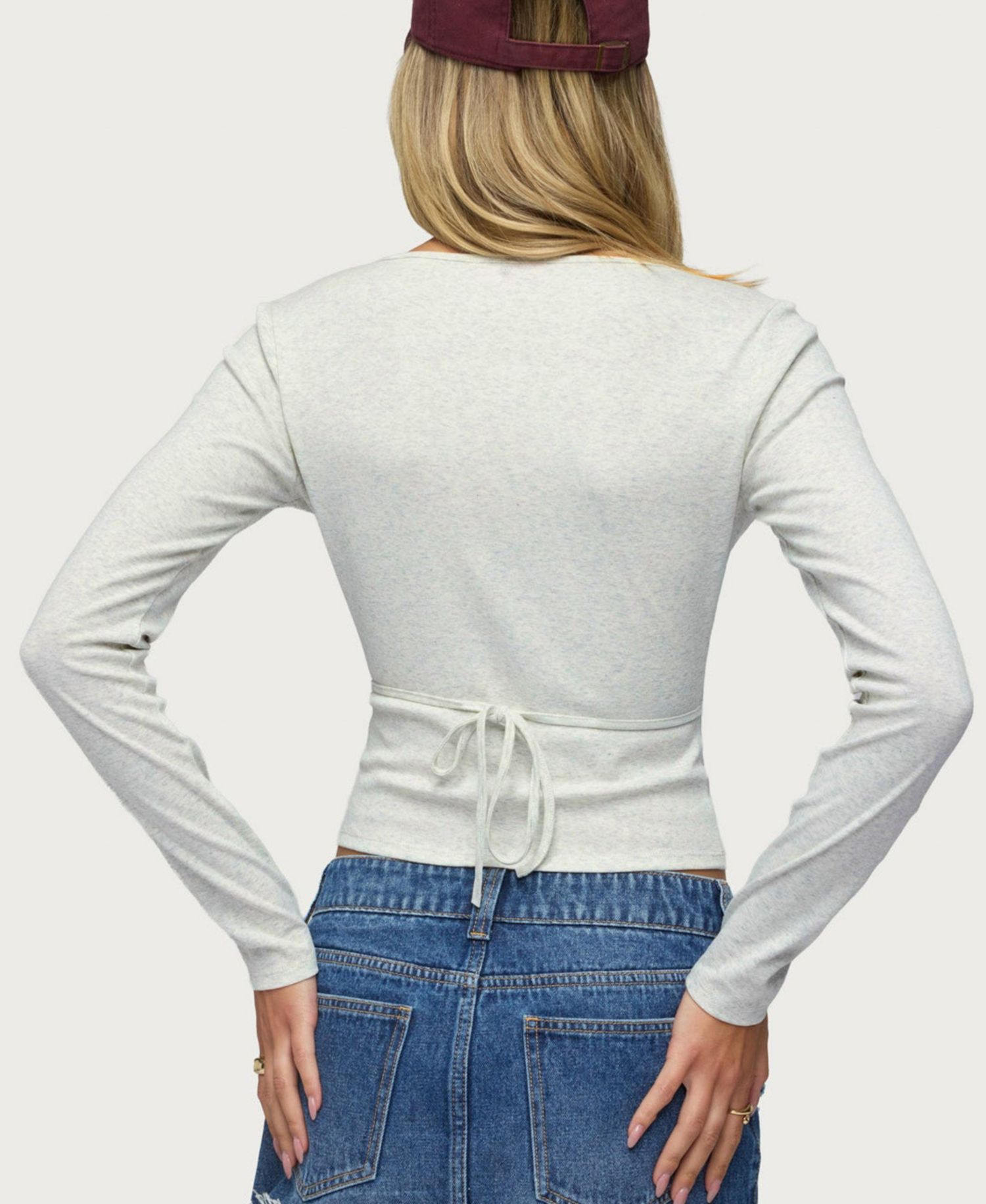 Women's Fonteyn Ribbed Long-Sleeve Cotton-Blend Wrap Top