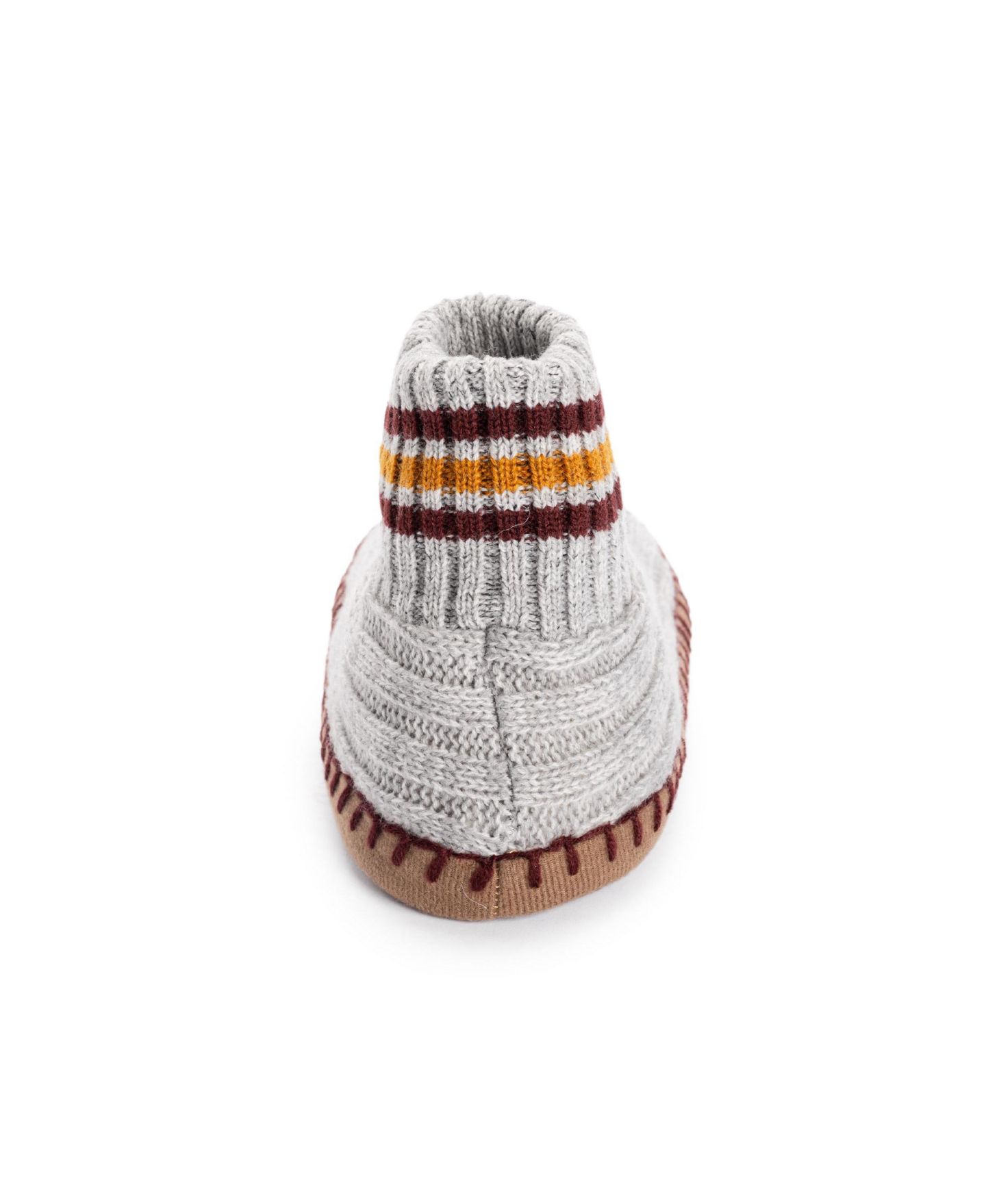 Мужские тапочки MUK LUKS Contrast Stripe Rib Cuff Bootie Slippers, цвет: Пепельный / Серый меланжевый — фото 3