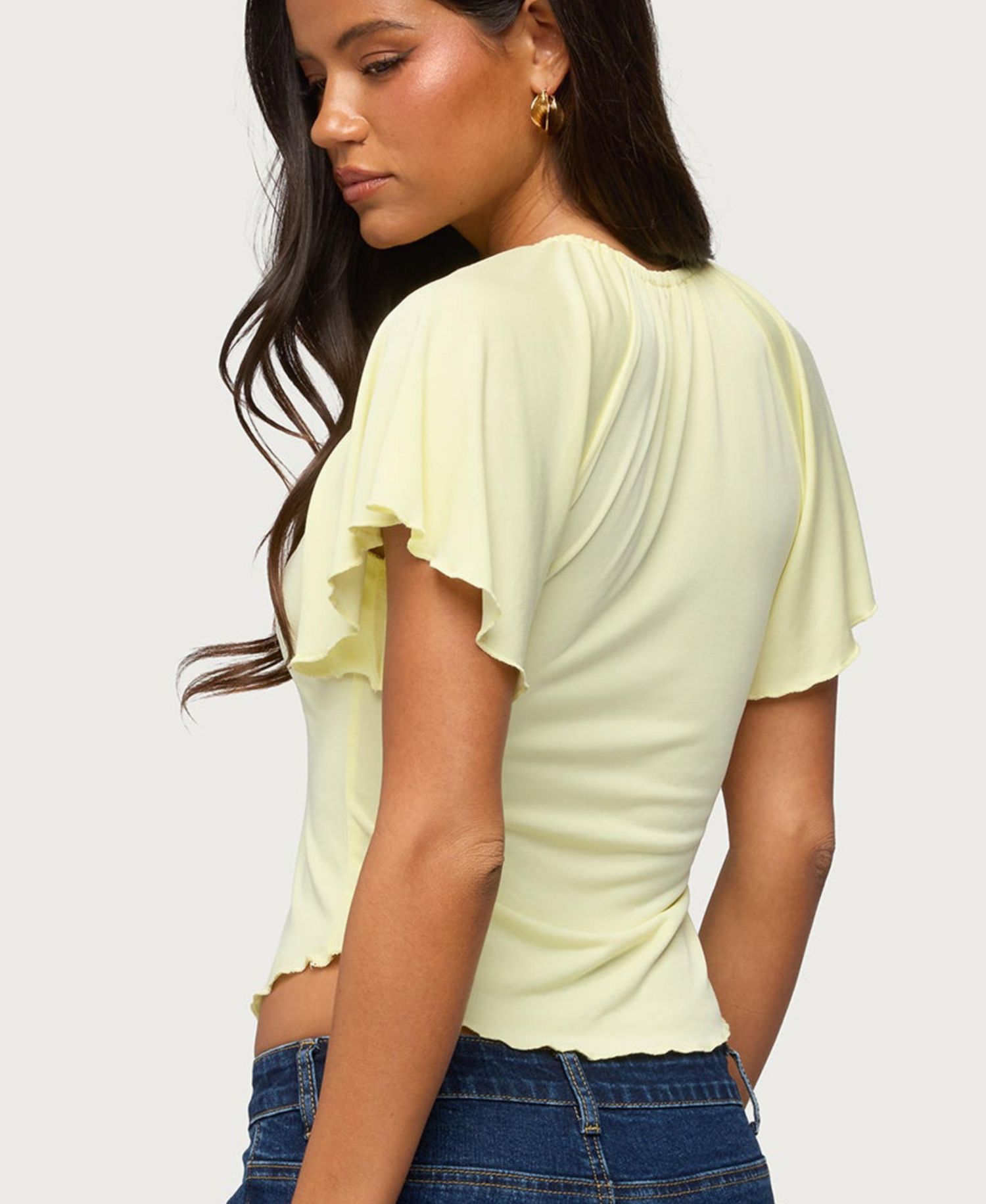Women's Roye Keyhole Tie-Front Flutter Top