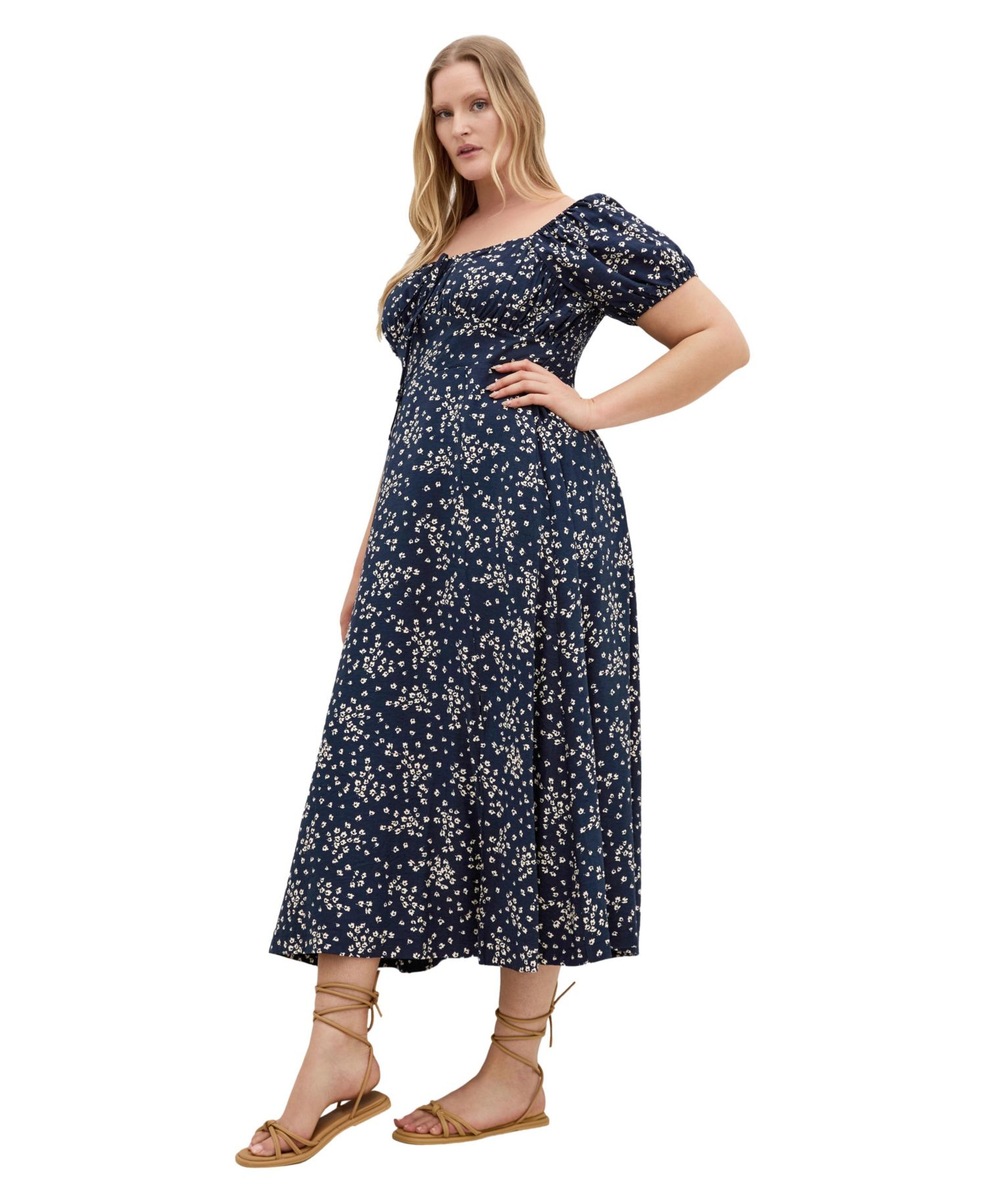 Plus Size Abbigail Print Short-Sleeve Floral Maxi Dress