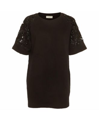 Women's Sequin Embellished French Terry T-Shirt Dress