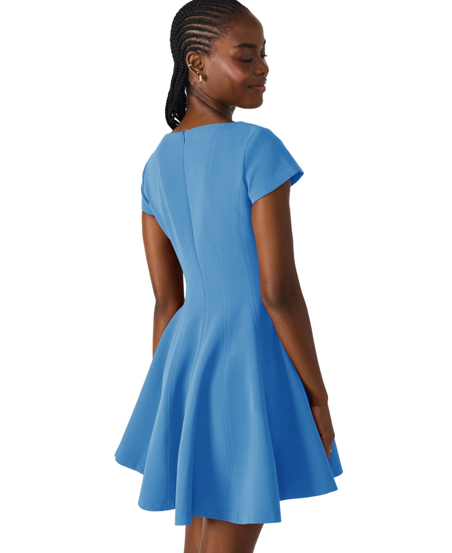 Женское платье Steve Madden Nili Boat Neck Short-Sleeve Fit & Flare Short, цвет: Синий — фото 5