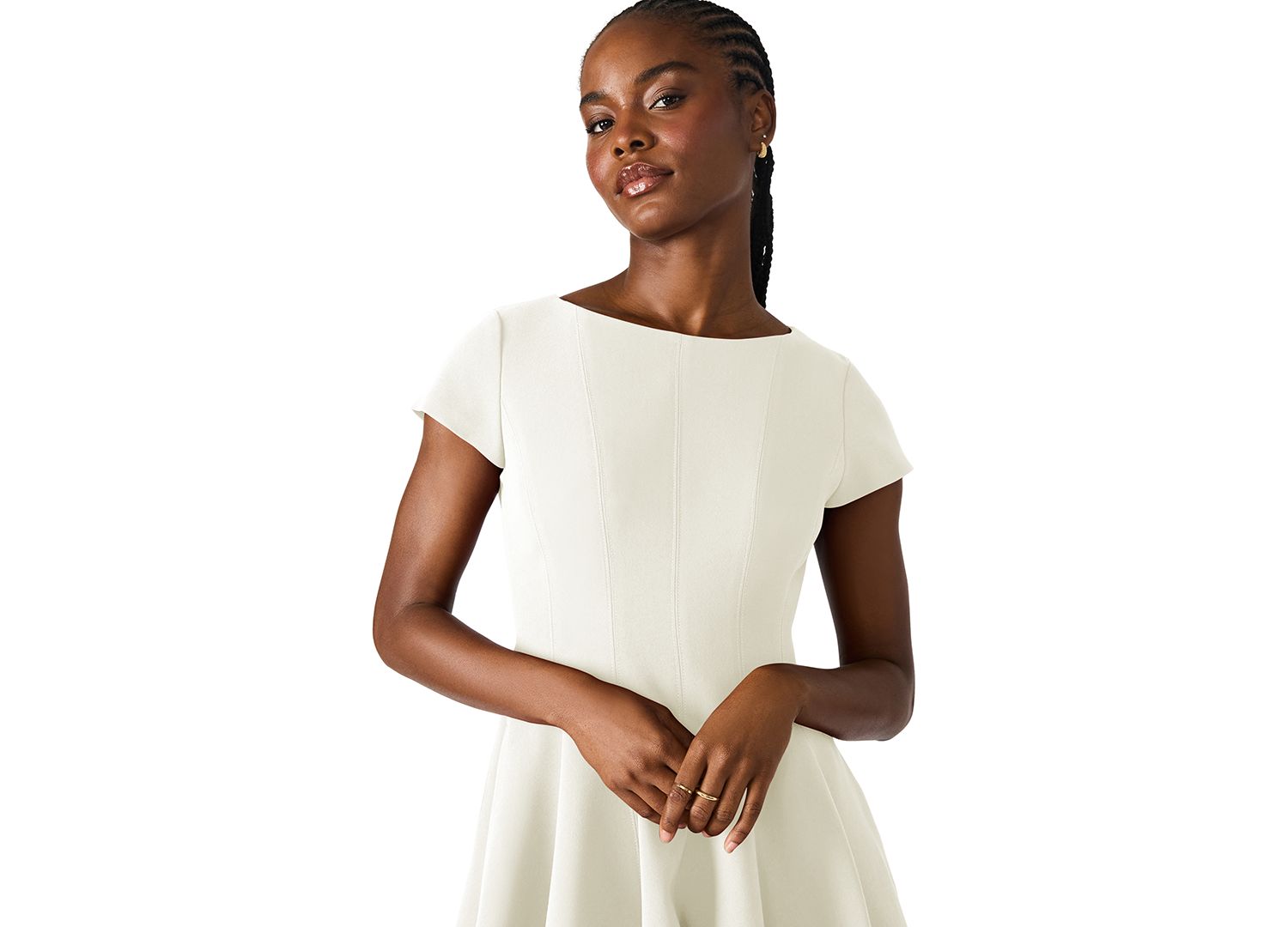 Women's Nili Boat Neck Short-Sleeve Fit & Flare Short Dress