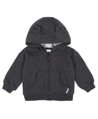 Baby 0M-24M Neutral Zip Front Sweatshirt, Artic Wolf