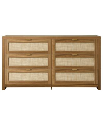 Rattan Double Dresser with Drawers for Living Room Organization