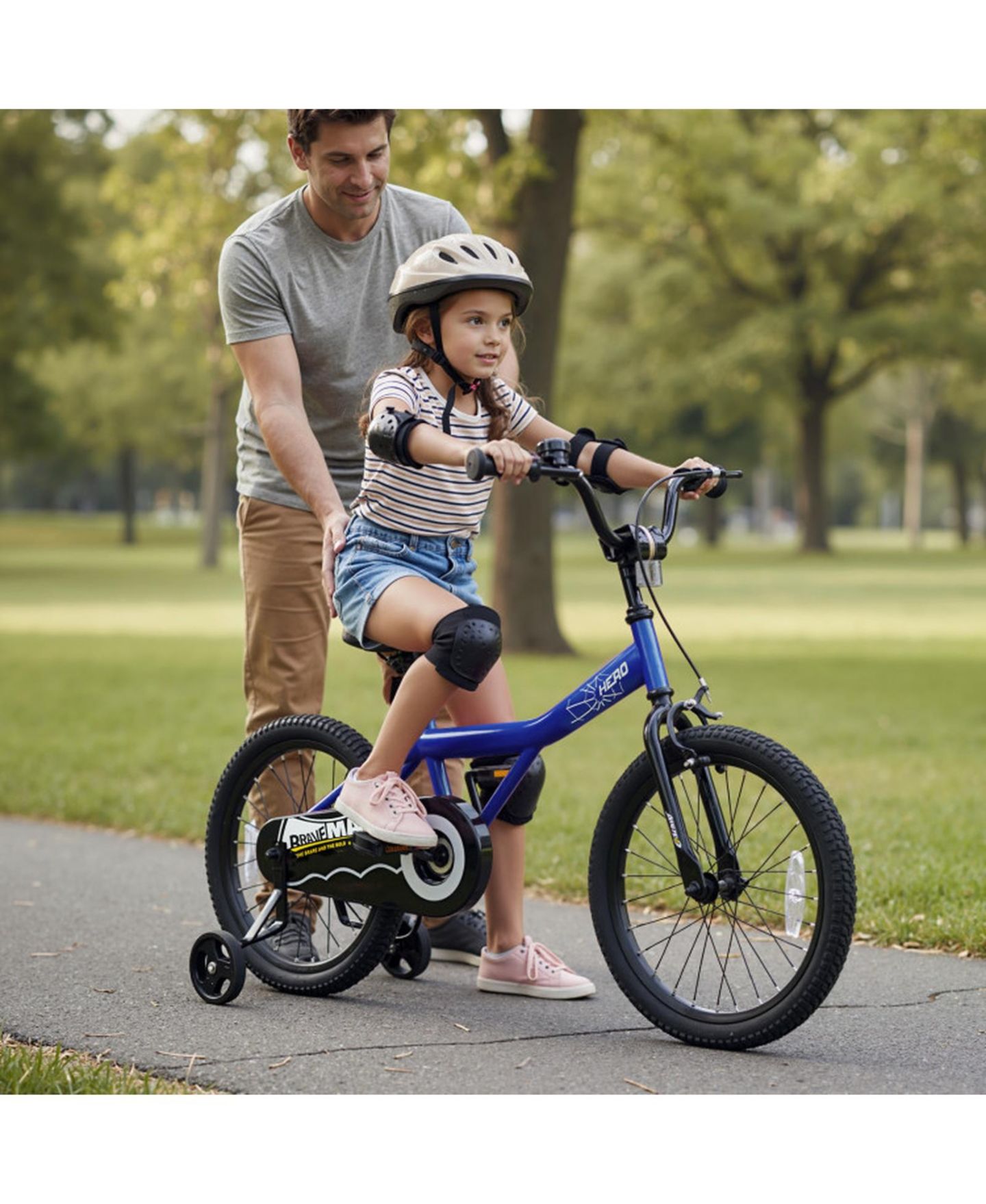 Детская игрушка HONGGE 18-Inch Kids Bike with Removable Training Wheels and Dual Hand Brakes, 132 lbs Capacity, 4–8 лет, цвет: Тёмно-синий — фото 2