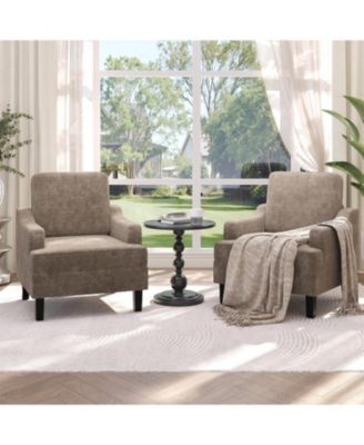 2 Piece Modern Chenille Accent Sofa Chair, Armchair for Living Room and Bedroom