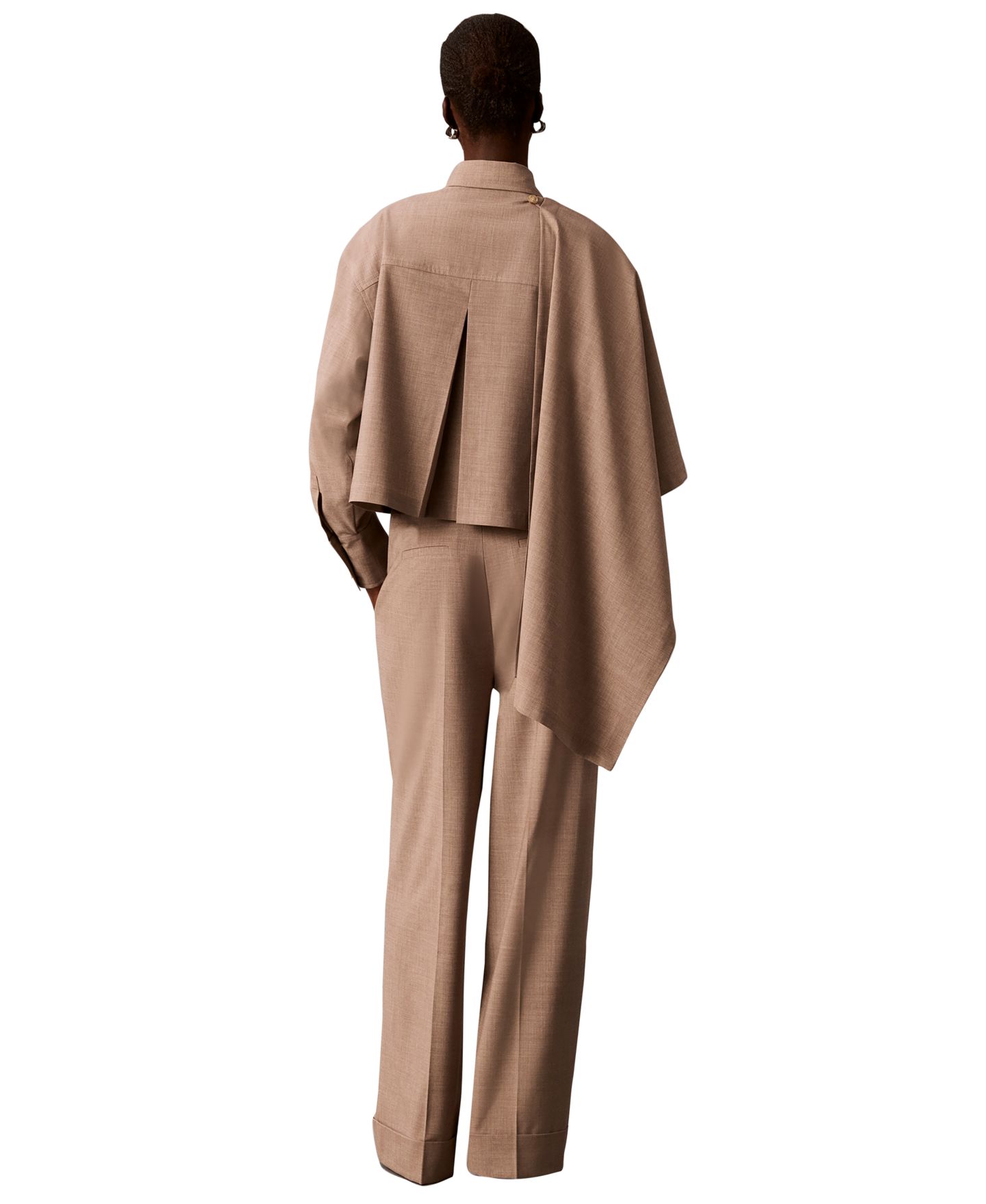 Женские брюки Calvin Klein High-Rise Wide-Leg Pleated, цвет: Железный меланжевый, вариант 1 — фото 5