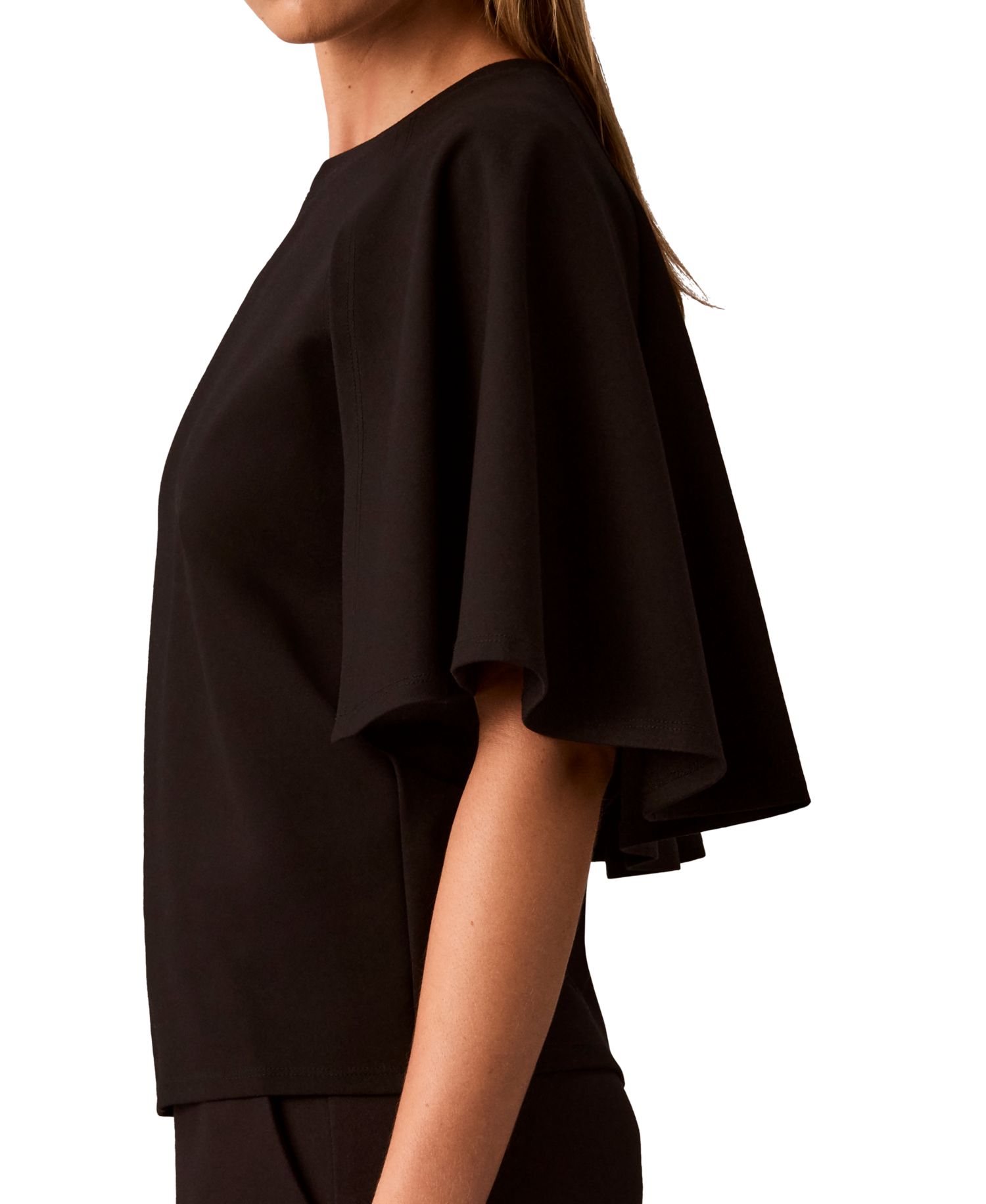 Women's Crewneck Short-Sleeve Cape-Sleeve Blouse