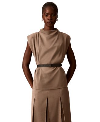 Women's Sleeveless Draped-Neck Blouse